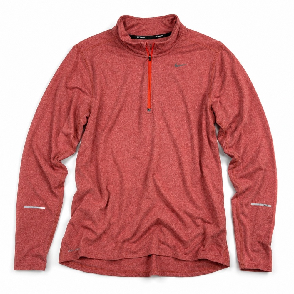 Nike Dri-FIT 1/4 Zip Running Pullover Womens M Coral Orange Long Sleeve Athletic